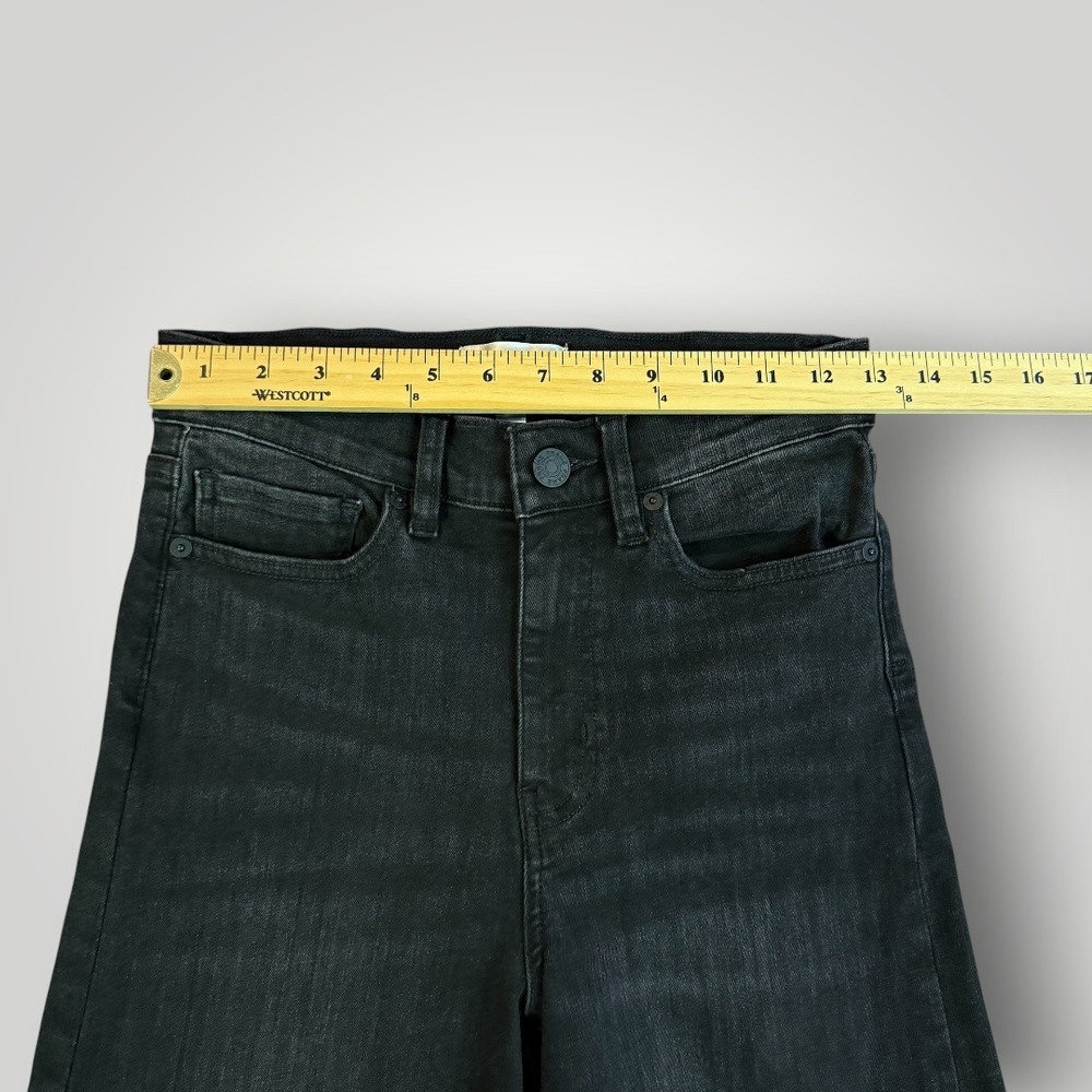 FRAME Le Palazzo Crop High Rise Wide Leg Jeans Tilt Raw After Black Size 26 - Picture 9 of 15